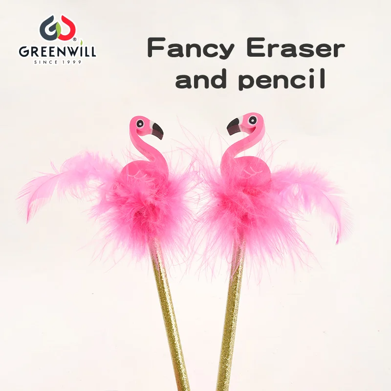 Flamingo Topper Glitter Pencil Eraser