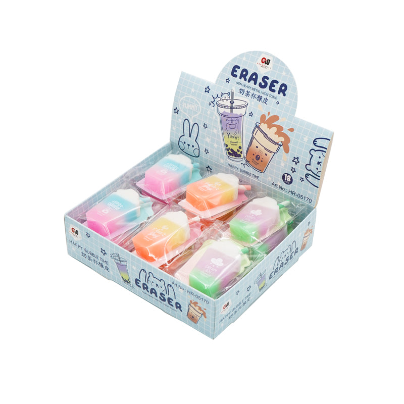 Sloong Milk Tea Cup Shaped Cute Erasers 18 Pack Bulk